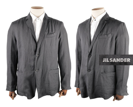 Men's JIL SANDER Grey Linen Unstructured Unlined Blazer Jacket Size 42 / 52
