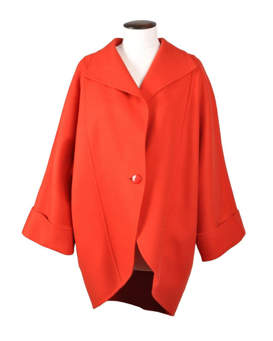 SALVATORE FERRAGAMO Cape Red Wool Women's Coat Size ~ L