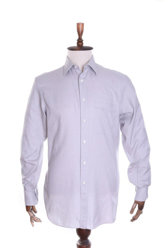 LANVIN Classique Light Grey 100% Cotton LS Shirt Size 40 , 15 3/4