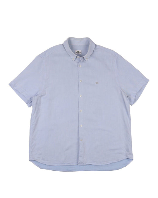 LACOSTE Shirt Blue Cotton Men's Short Sleeve Button Down Size 44