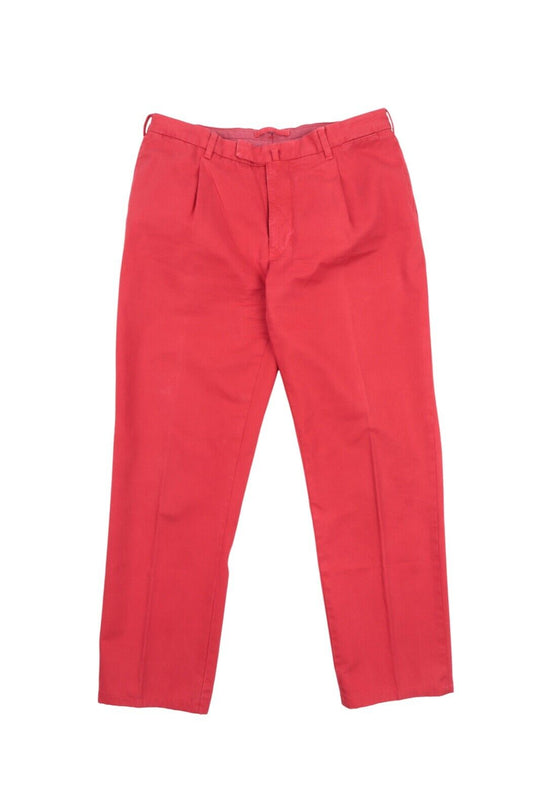 Men's BOGLIOLI Red Cotton Garment Dyed Chino Pants Trousers Size 54 / 34