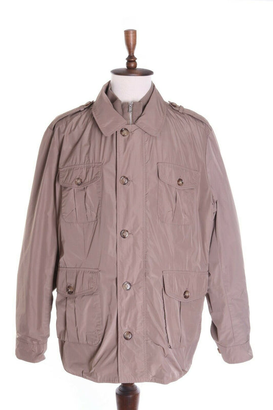 Men's HACKETT LONDON Tan Beige Lightweight Multipocket Field Jacket Size 2XL