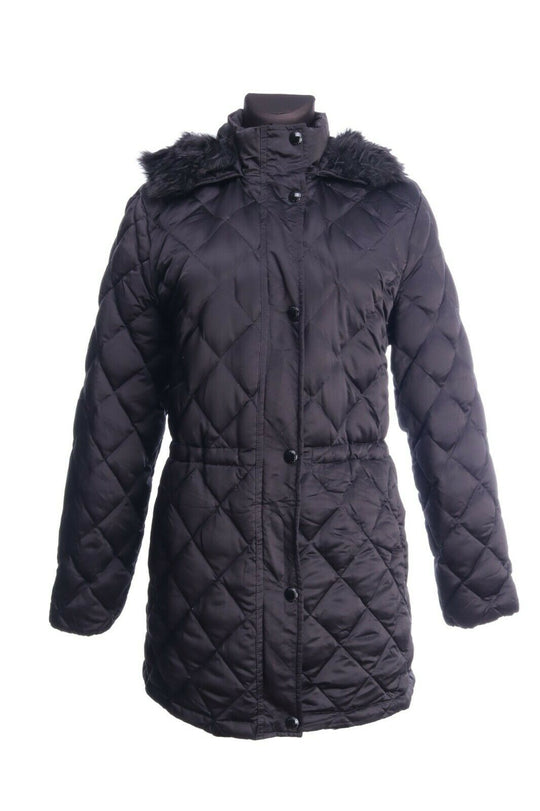 RALPH LAUREN Black Down Insulated Hooded Quilted Jacket Coat Size L