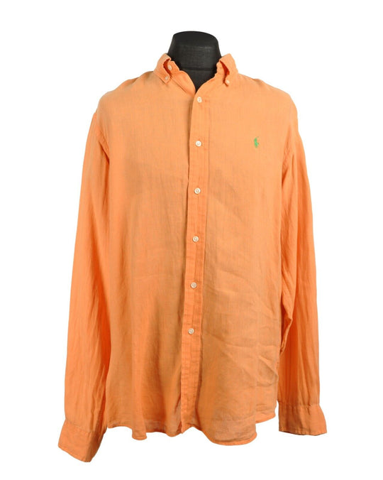 POLO RALPH LAUREN Shirt Orange Linen Custom Fit Men's Size XL