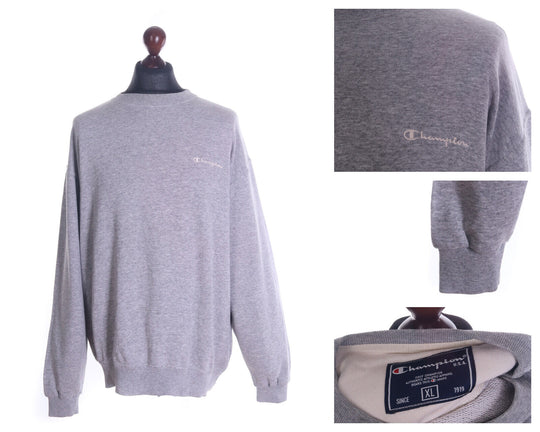 Men's CHAMPION Light Grey Cotton Blend Sweatshirt Size XL