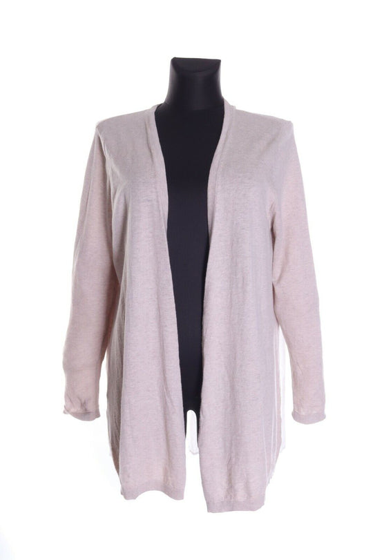Women's SANDRO PARIS Beige Ramio Cotton LS Open Cardian Size 38