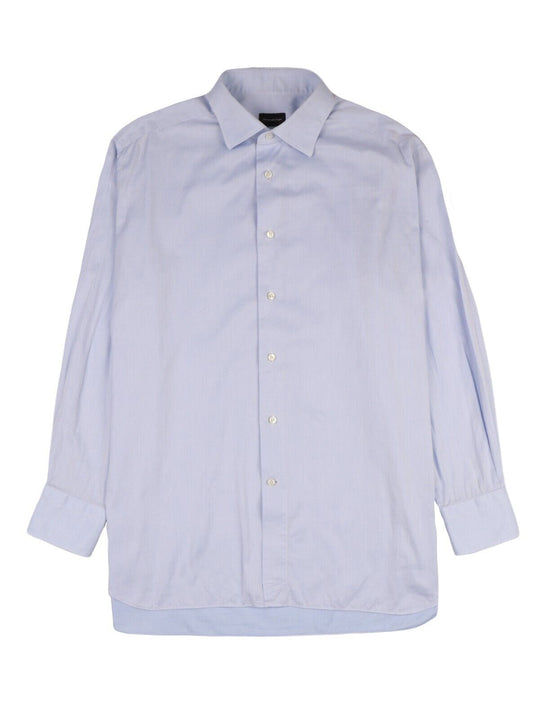 ERMENEGILDO ZEGNA Dress Shirt Blue Cotton Men's Regular Fit Size 43 / 17