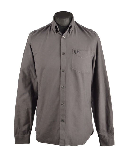Men's FRED PERRY Gray Oxford Cotton Shirt Size M