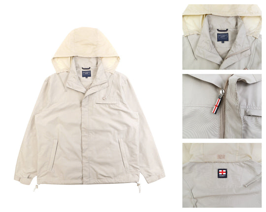 Men's HACKETT LONDON Biege Hooded Windbreaker Jacket Size M