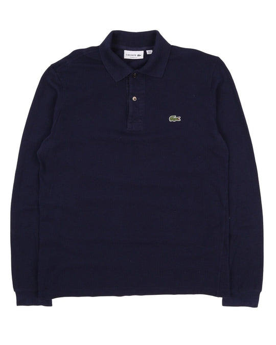 Men's LACOSTE Navy Blue Pique Cotton Long Sleeve Polo Shirt Size 3 / M