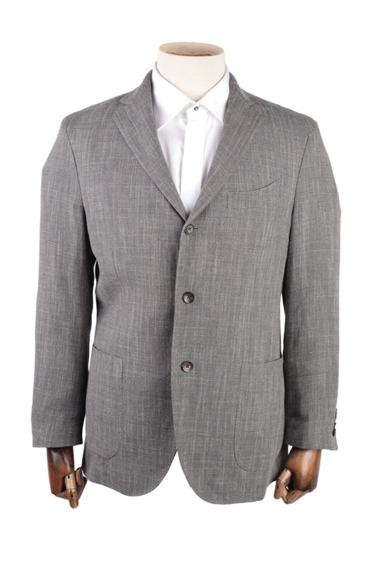 Men's LARDINI Grey Wool Cotton Knit Unlined Blazer Jacket Size 42 / 52 R