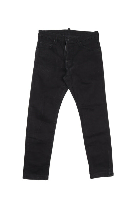 Men's DSQUARED2 Black Cotton Faded Distressed Denim Jeans Size 46 / 30