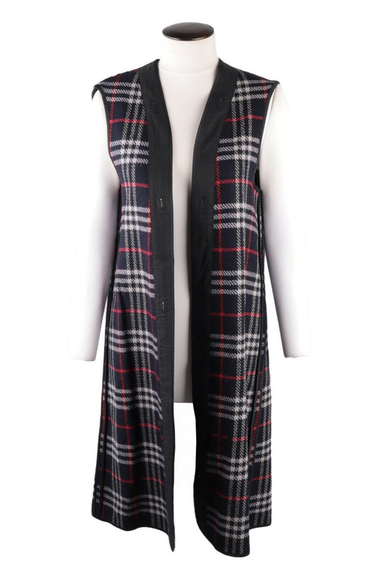 Unisex Women's Men's Vintage BURBERRY'S Navy Nova Check Wool Vest Long Lining