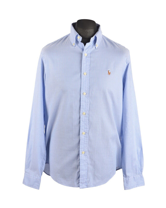 Men's POLO RALPH LAUREN Blue Striped Cotton Shirt Size M