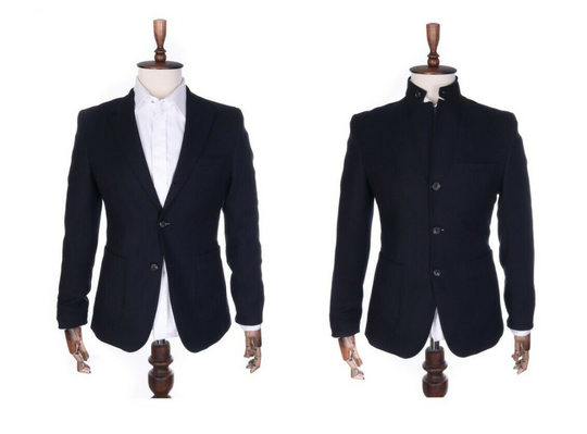 Men's EMPORIO ARMANI Dark Blue Herringbone Wool Blend Blazer Sportcoat Size 48