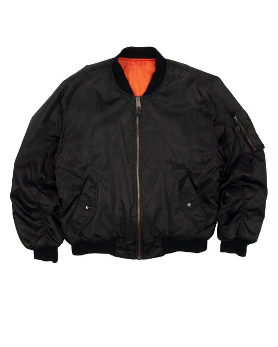 Vintage Bomber Reversible Jacket Black Orange Nylon Men's Size ~L