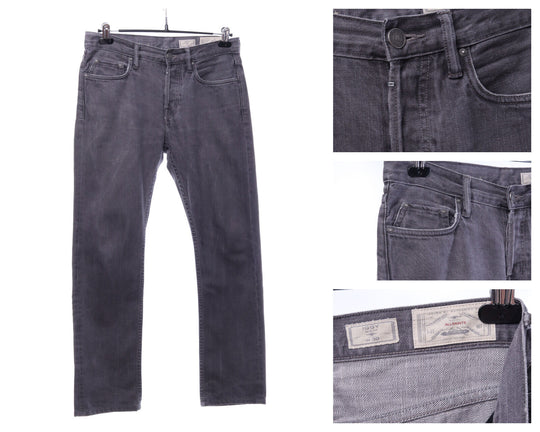 ALL SAINTS Grey Setsu Iggy Slim Fit Straight Jeans Size W 30