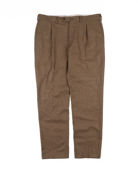 LORO PIANA Pleated Trousers Brown Cashmere Pants Men's Size 54 IT