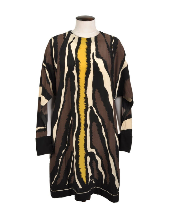 FENDI Dress Multicolor Silk Crew Neck Knee Length Womens Pullover Style Size 42