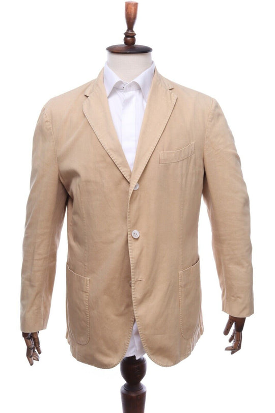 Men's BOGIOLI Coat Beige Cotton Blazer Jacket Size 56