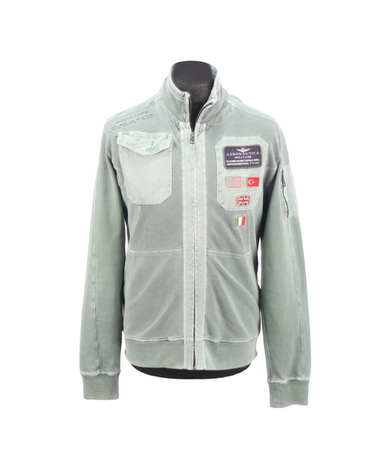 AERONAUTICA MILITARE Full Zip Cardigan Green Dyed Coton Men's Size M