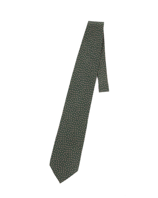 Vintage YVES SAINT LAURENT  Tie Necktie  Men's 100% Silk Green Doted Pattern