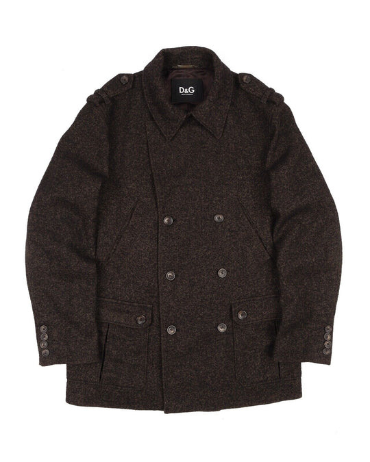 D&G DOLCE GABBANA Sport Coat Brown Wool Double Breasted Men's Jacket Size 52 IT