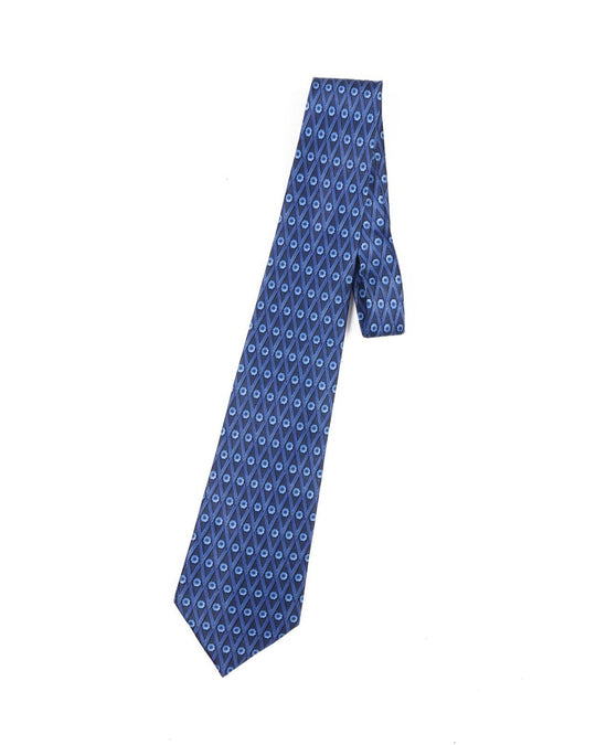 LANVIN PARIS Tie Necktie Blue Floral Pattern 100% Silk