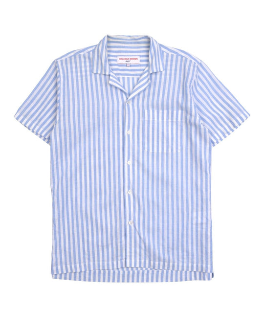 ORLEBAR BROWN 007 James Bond Shirt Blue White Striped Cotton Men's Size L