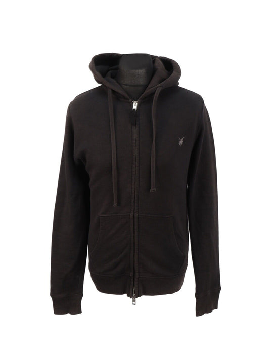 ALLSAINTS Hoodie Full Zip Black Cotton Men's Jumper Size S