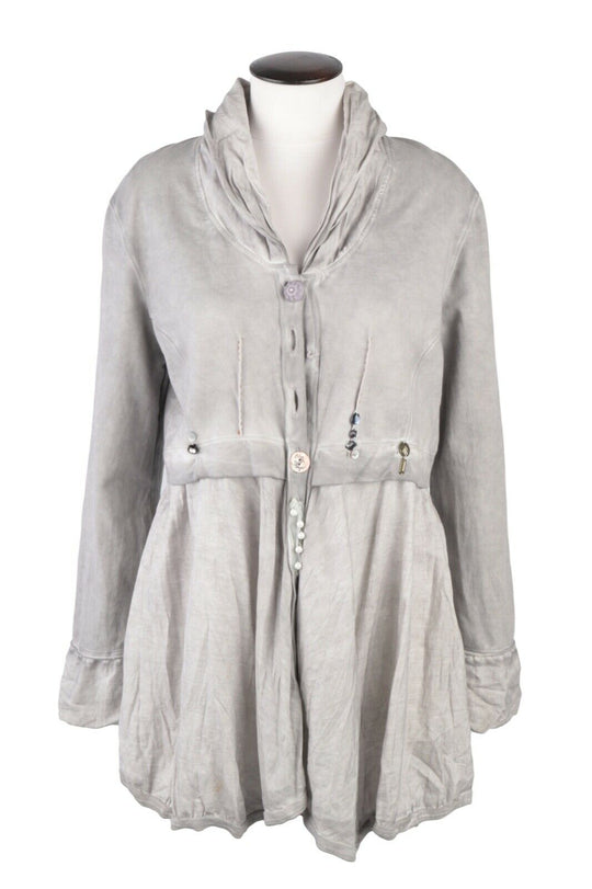 Women's BOTTEGA Elisa Cavaletti Grey Dyed Shawl Neck Blouse Top Size ~ L