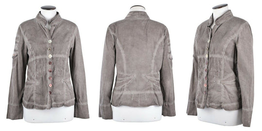 Women's ELISA CAVALETTI BOTTEGA Brown Dyed Cotton Blazer Shirt Jacket Size L