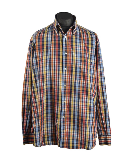 Men's PAUL & SHARK Multicolour Check Long Sleeve Shirt Size 43 / XL