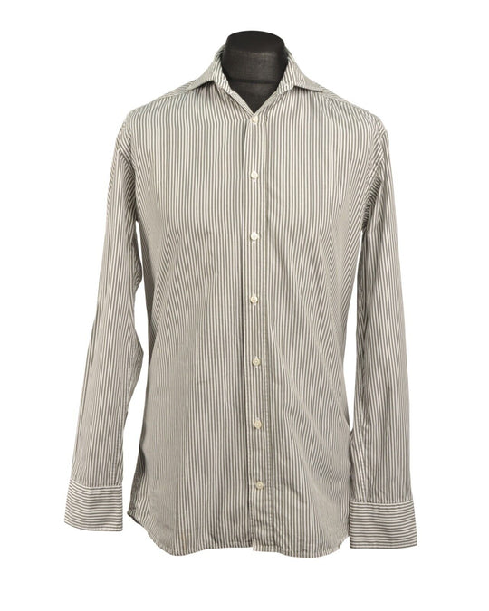 SUITSUPPLY Shirt  Gray Striped 100% Cotton Two Ply LS Men's Size 38 / 15