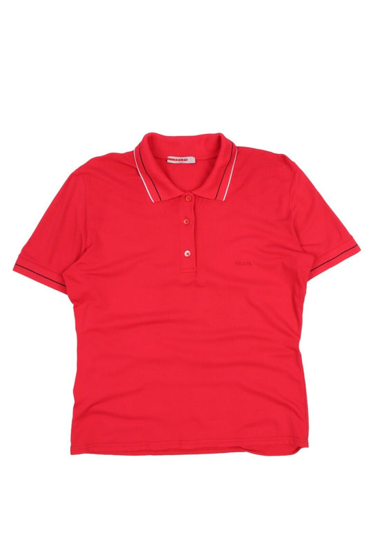 Women's PRADA Red Logo Polo T Shirt Size XL