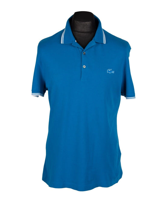 LACOSTE Polo Shirt  Blue Pique Cotton Short Sleeve Slim Fit Men's  Size 6 / XL