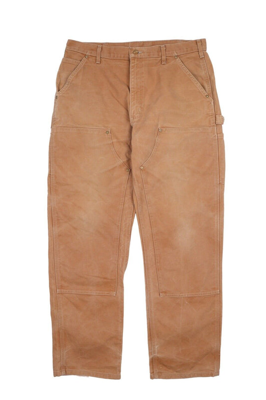 Men's Vintage CARHARTT Brown Cotton Work Cargo Pants Trousers Size 36
