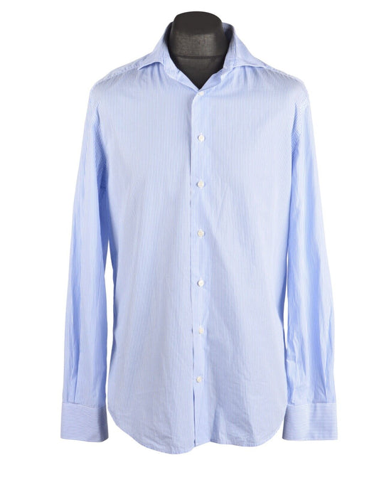 Men's SUITSUPPLY Blue Striped Two Ply Cotton Shirt Size ~ 40 / 15.5