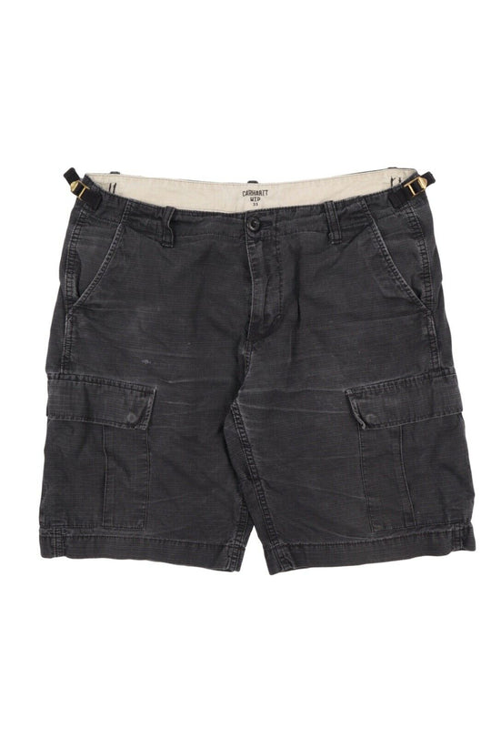 Men's CARHARTT WIP Grey Rip Stop Cotton Cargo Aviation Shorts Size 33