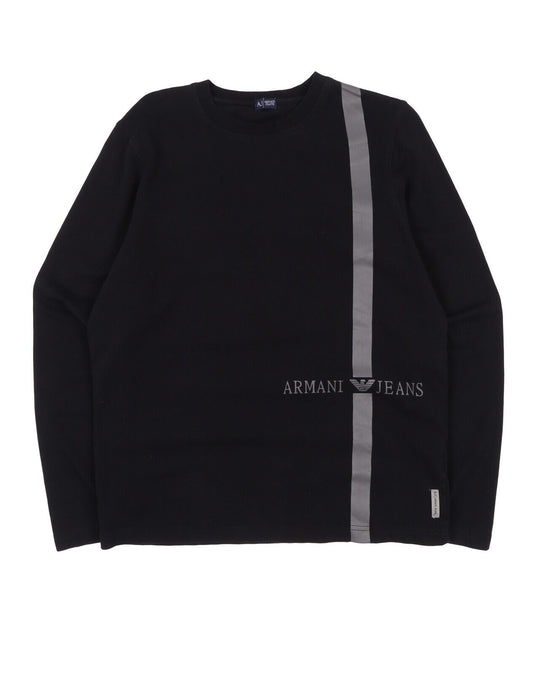 Men's Vintage ARMANI JEANS Black Logo Longsleeve T-Shirt Size M