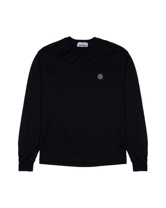 STONE ISLAND T-Shirt Black Cotton Long Sleeve Mens Patch Program Size L
