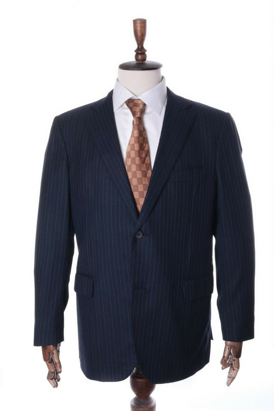 Men's RAFFAELE CARUSO Navy Striped 100% Wool Suit Jacket Blazer Size 54 R
