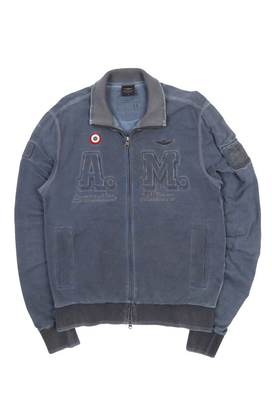 Men's AERONAUTICA Militare Blue Cotton Full Zip Track Jumper Cardigan Size L