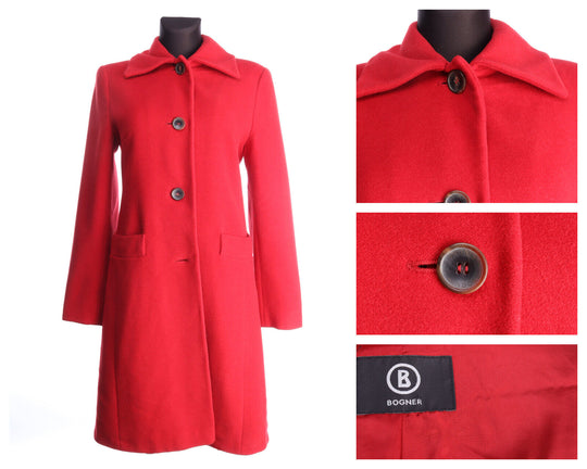 BOGNER Red Angora Wool Coat Overcoat Size 36 US 6