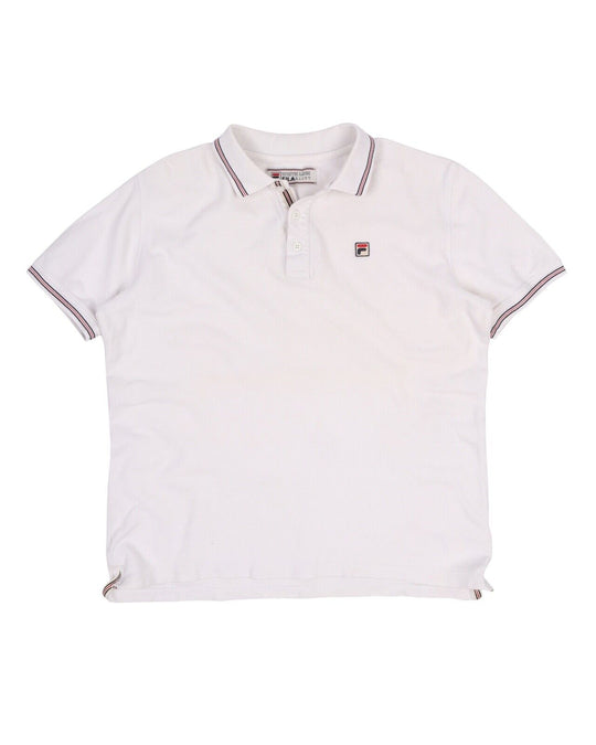 Men's Vintage FILA White Line Pique Cotton Polo Shirt Size 50 IT / M