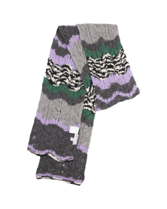 MISSONI Green Violet Silk Wool Mohair Knit Scarf