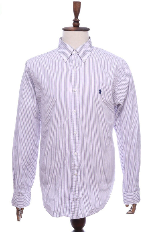 Men's RALPH LAUREN Purple Striped Cotton Shirt Size 17,5 / 44