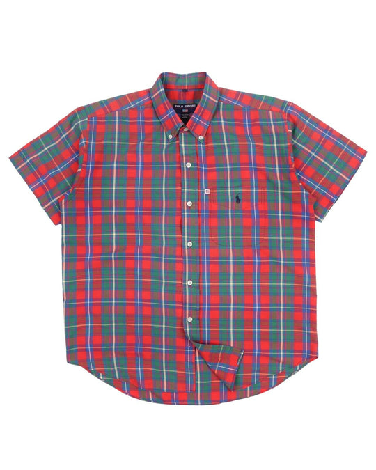 Men's POLO SPORT RALPH LAUREN Red Check Short Sleeve Shirt Size L