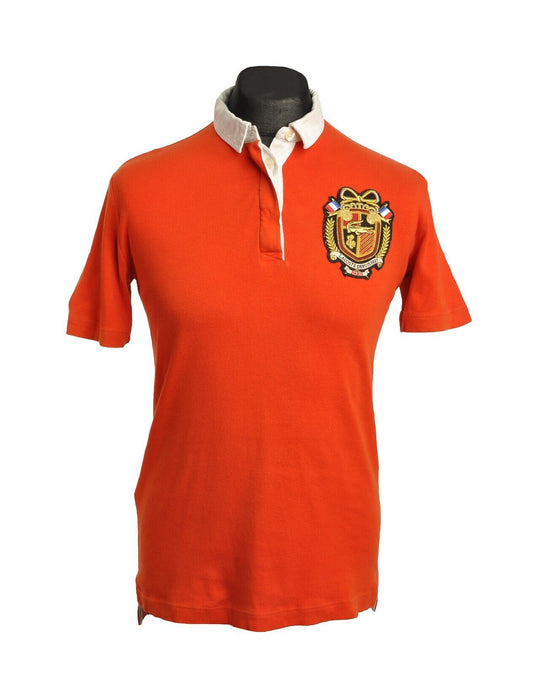LACOSTE Polo Shirt  Orange Pique Cotton Womens Short Sleeve Size 42