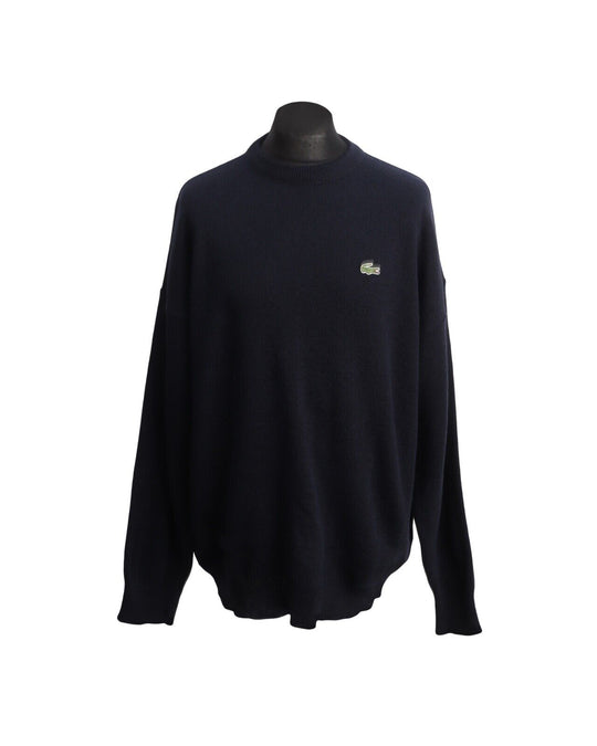 Vintage LACOSTE Jumper Navy Blue Wool Blend Knit Men's Crew Neck Size 8 / 2XL